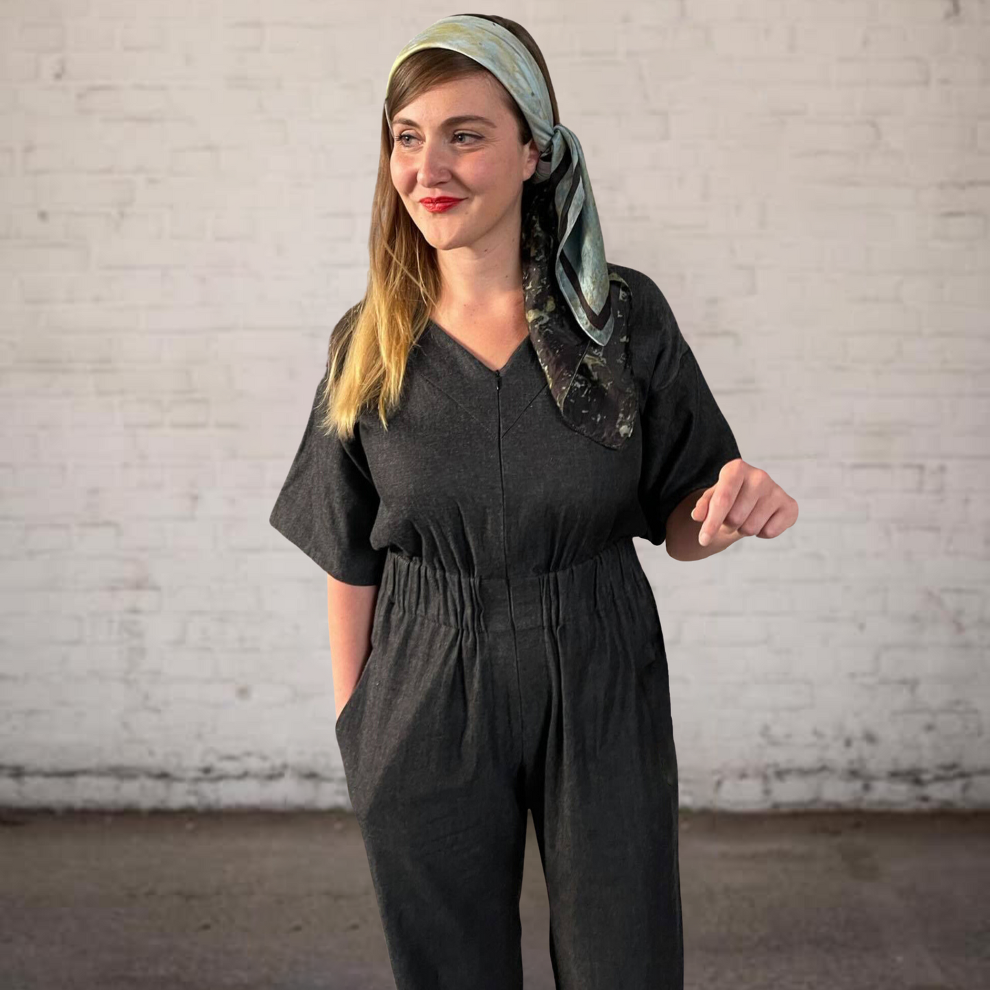 POINTY Jumpsuit - Grey Melange - no sleeves